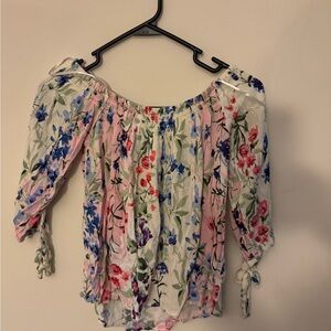 One Clothing Floral Off-Shoulder Blouse - Pink, Blue, Green